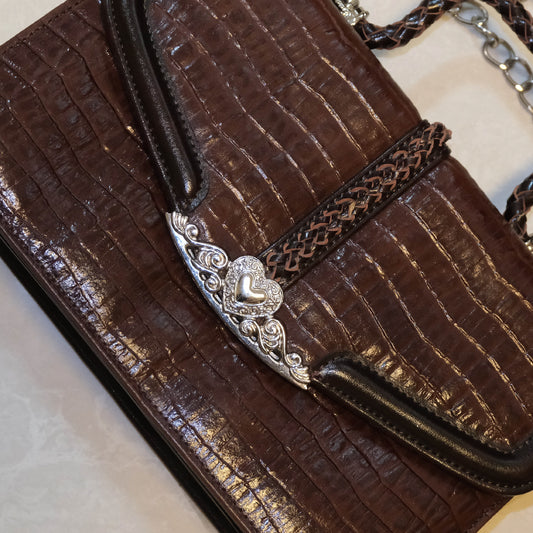 Vintage Dark Brown Braided Top Handle Bag