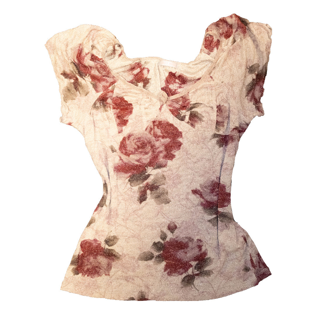 Glitter Rose Print Top