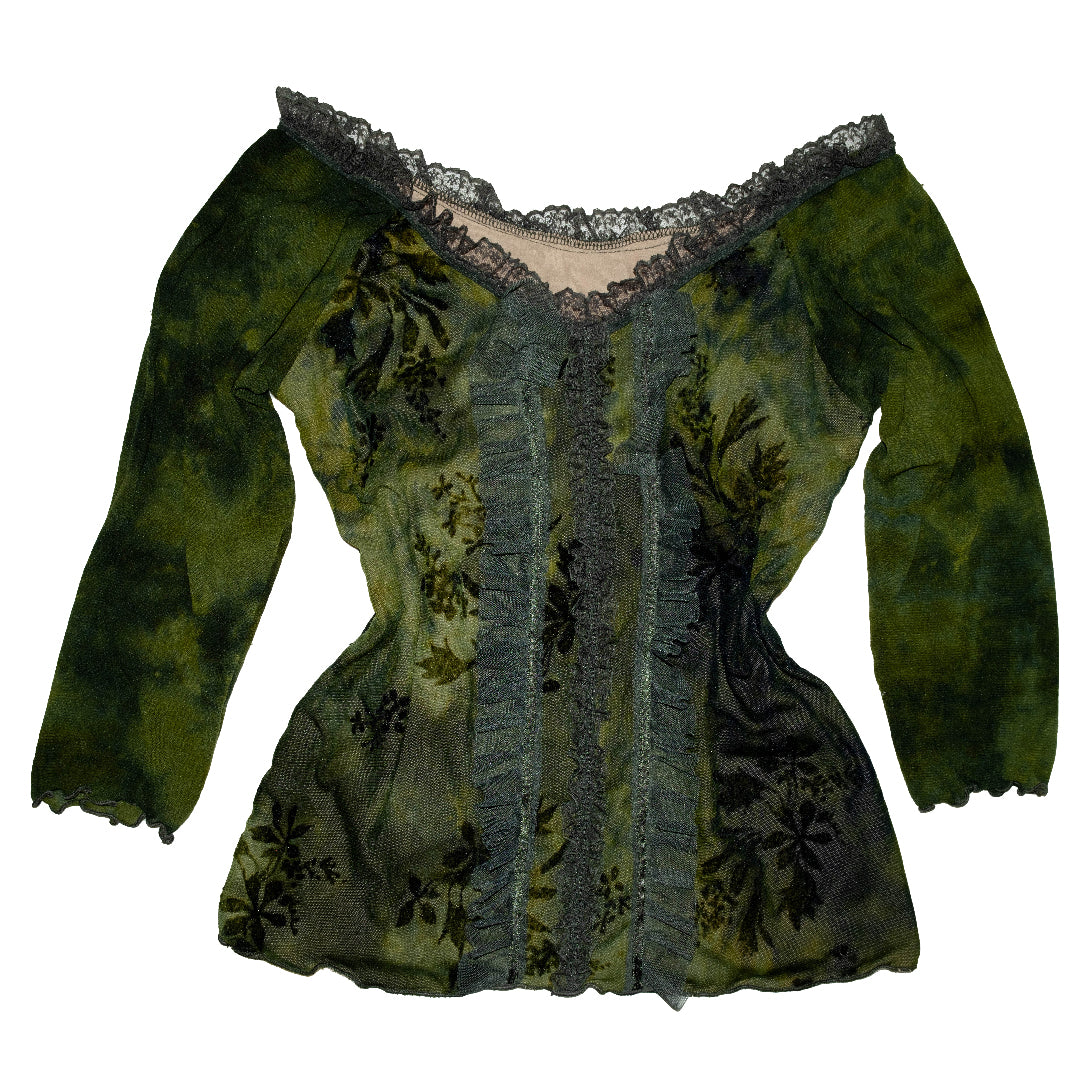 Fairycore Moss Ruffle Top