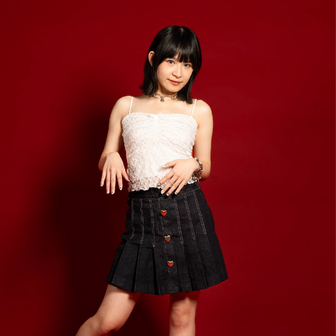 Heart Button Denim Skirt