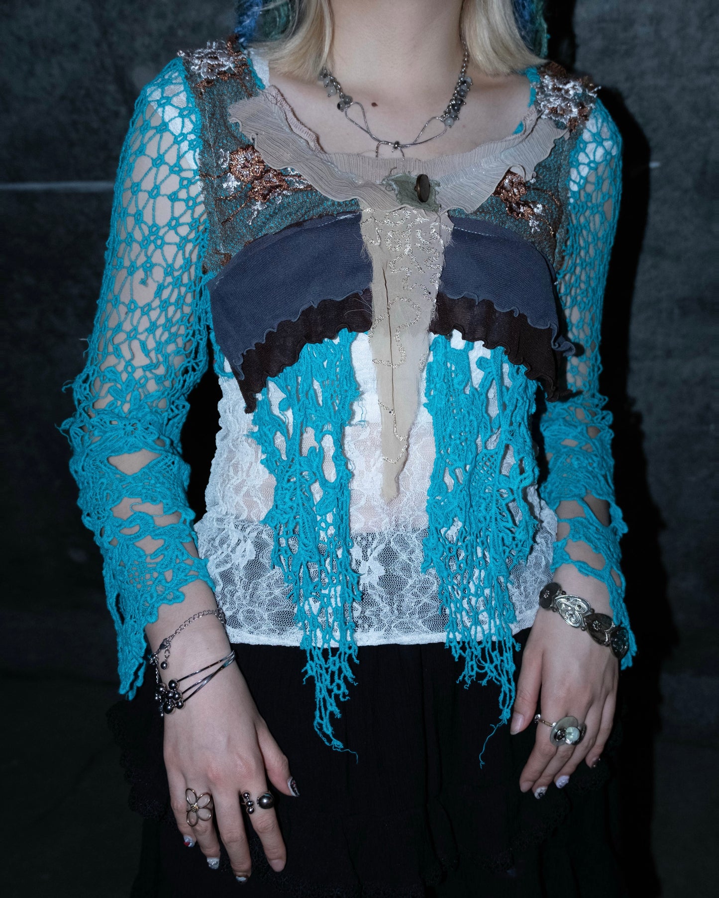Remake Aqua Mermaid Mesh Top