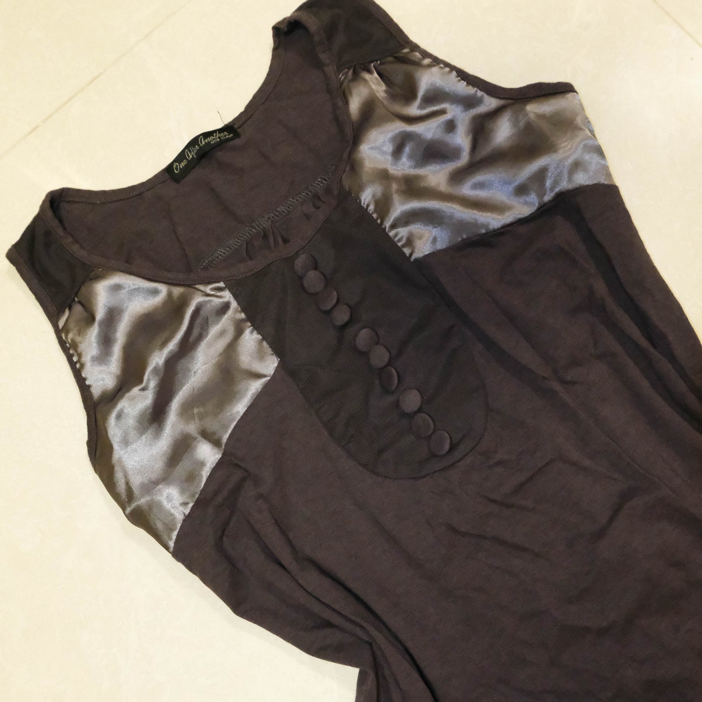 Charcoal Satin Patchwork Dress