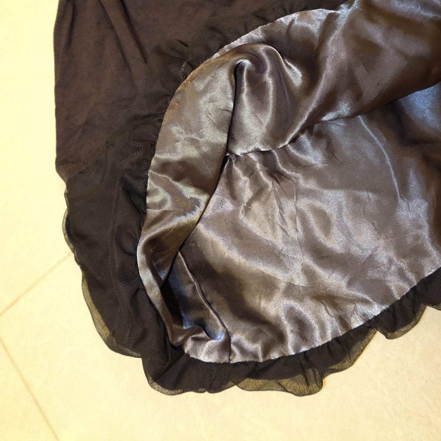 Charcoal Satin Patchwork Dress