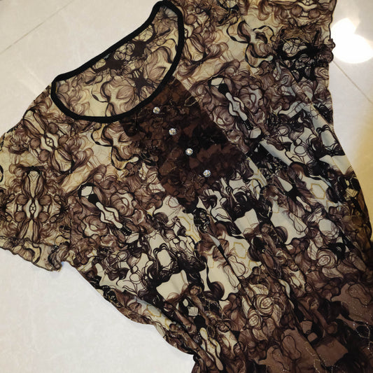 Dusky Retro Mesh Top