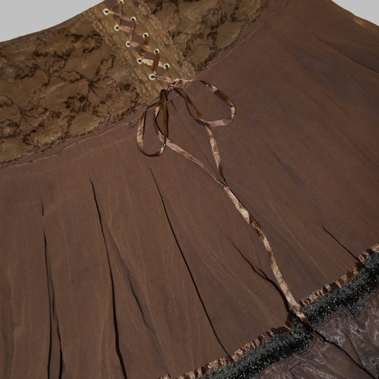 Brunette Ribbon Grunge Midi Skirt