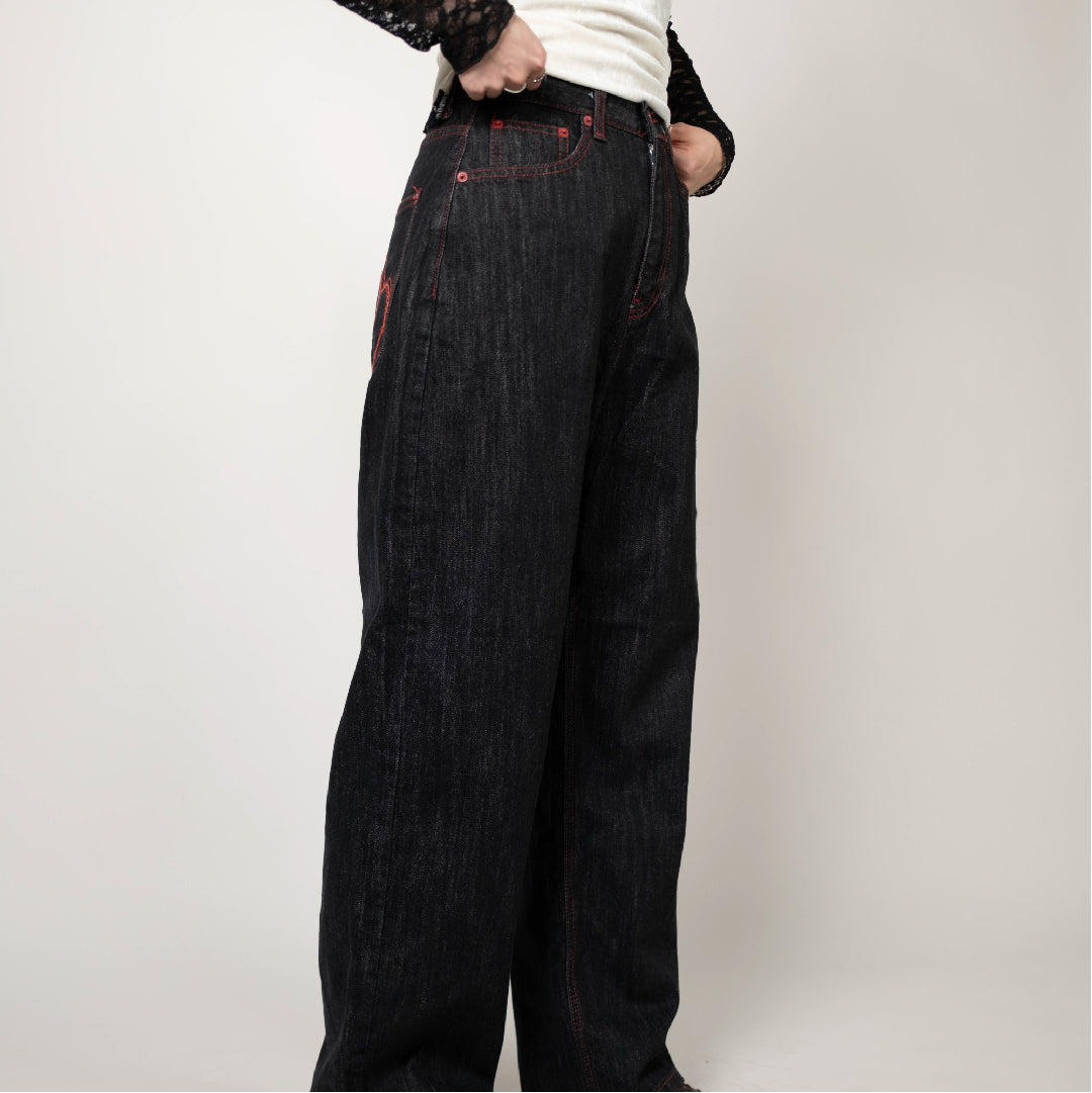 Red Heart Embroidered Jeans