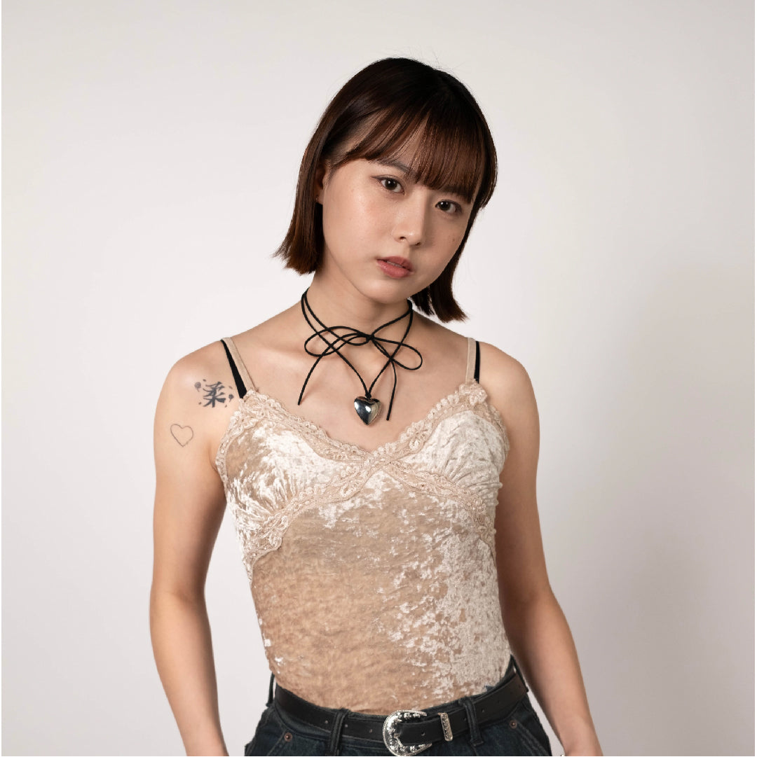 Beige Crushed Velvet Cami
