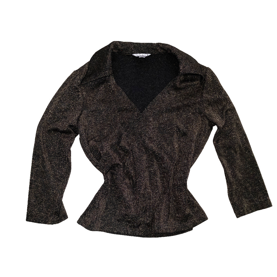 Copper Glitter V-Neck Top