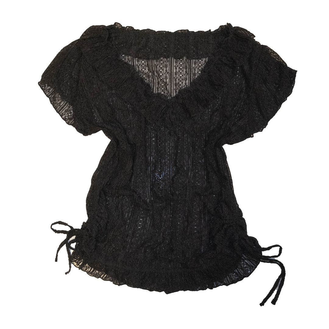 Sable Lace Ruffle Sheer Top