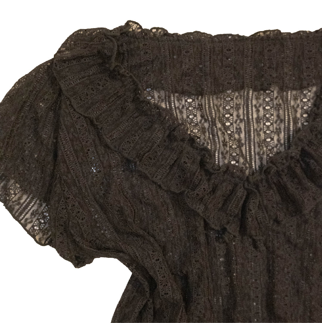 Sable Lace Ruffle Sheer Top