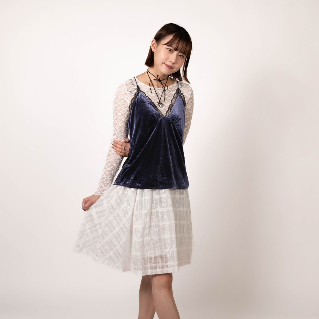 Glitter Check Pleated Midi Skirt