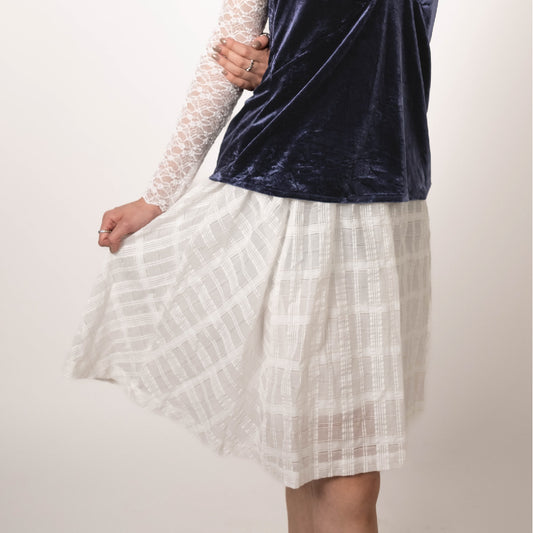 Glitter Check Pleated Midi Skirt