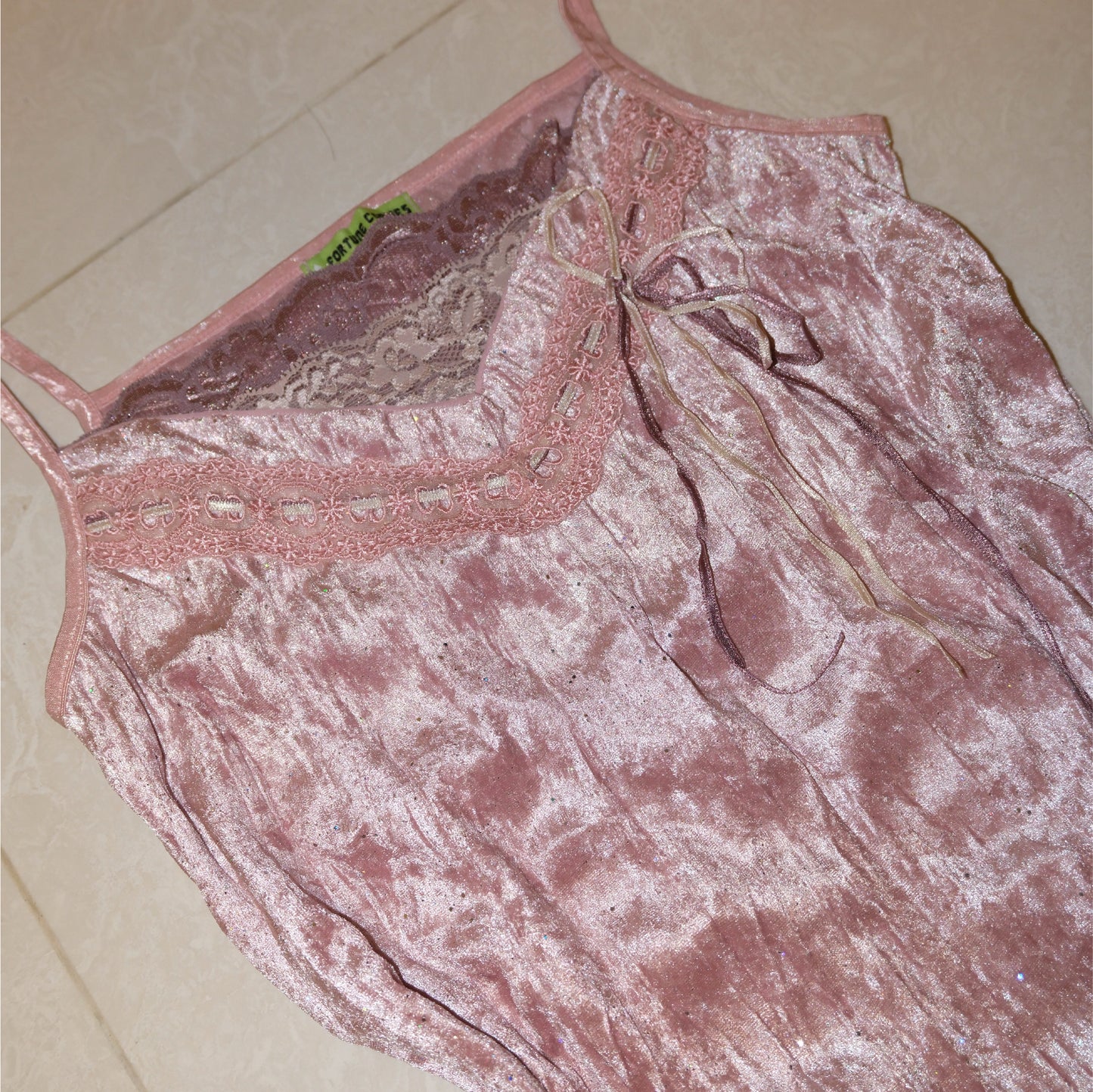 Blush Pink Glitter Velvet Cami