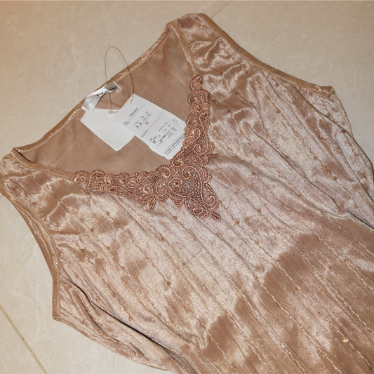 Champagne Glitter Velvet Vest Dress