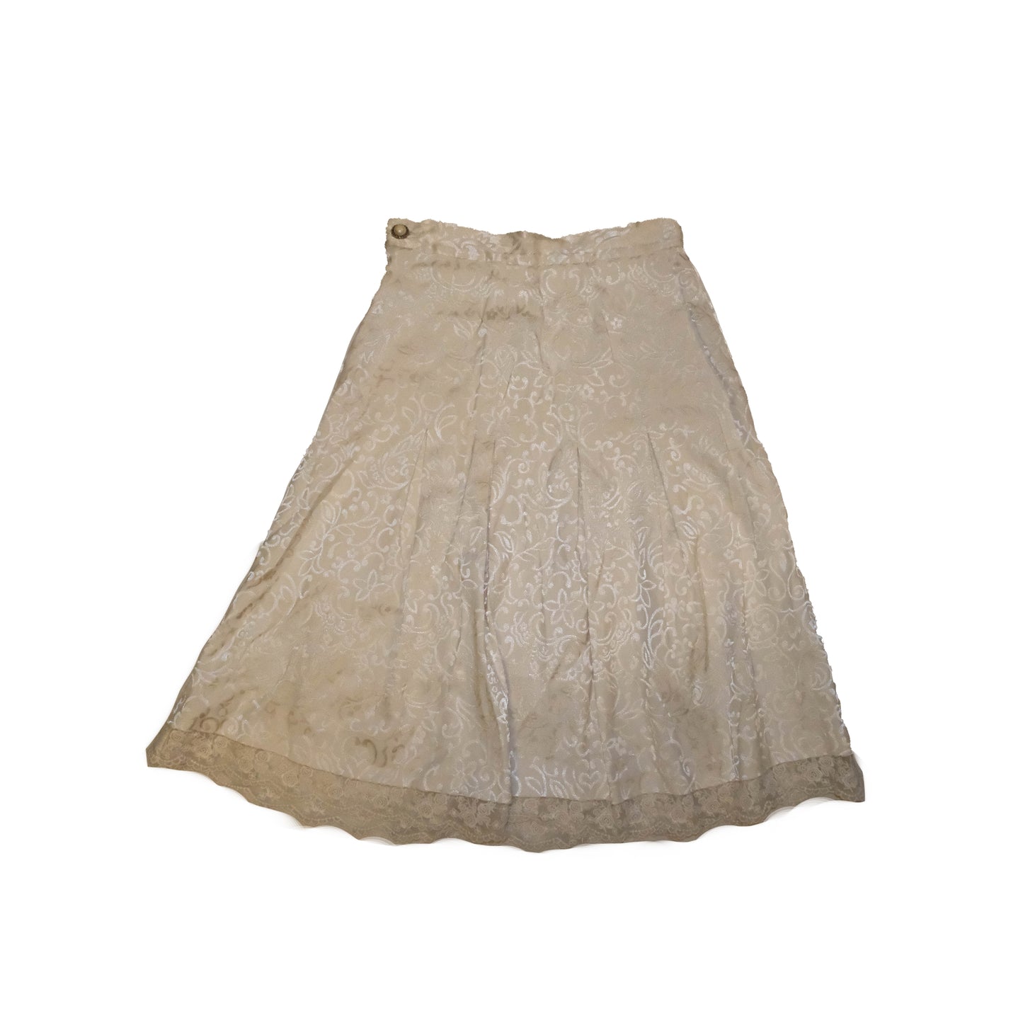 Pearl White Satin Midi Skirt