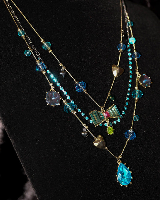 Betsey Johnson Vintage Gemstone Layer Necklace
