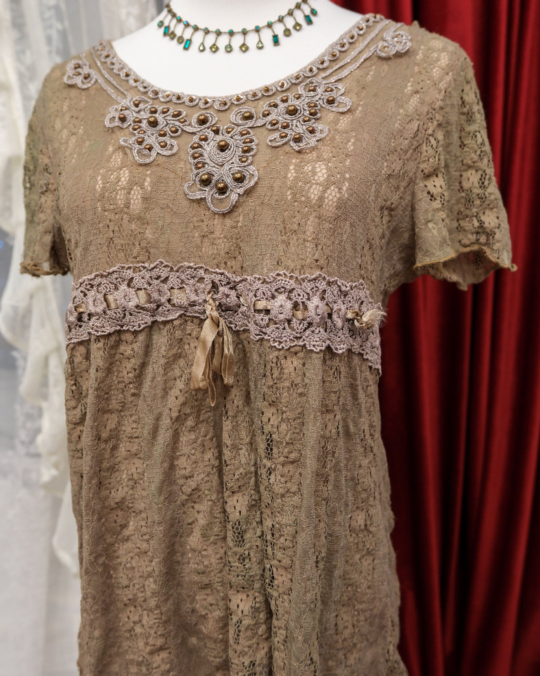Latte Lace Ribbon Top (with defect)
