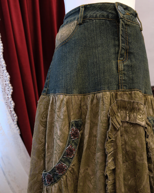 Denim Patchwork Skirt