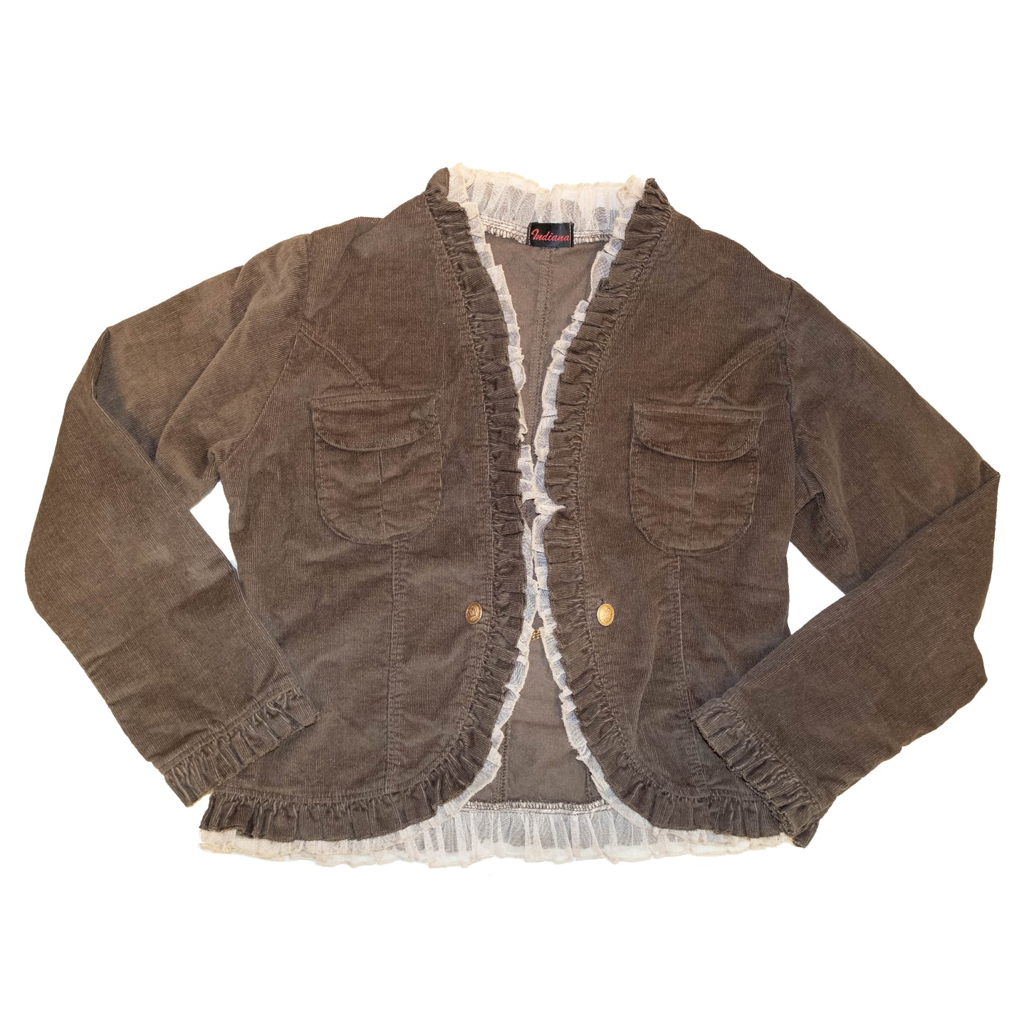Bistre Corduroy Ruffle Coat