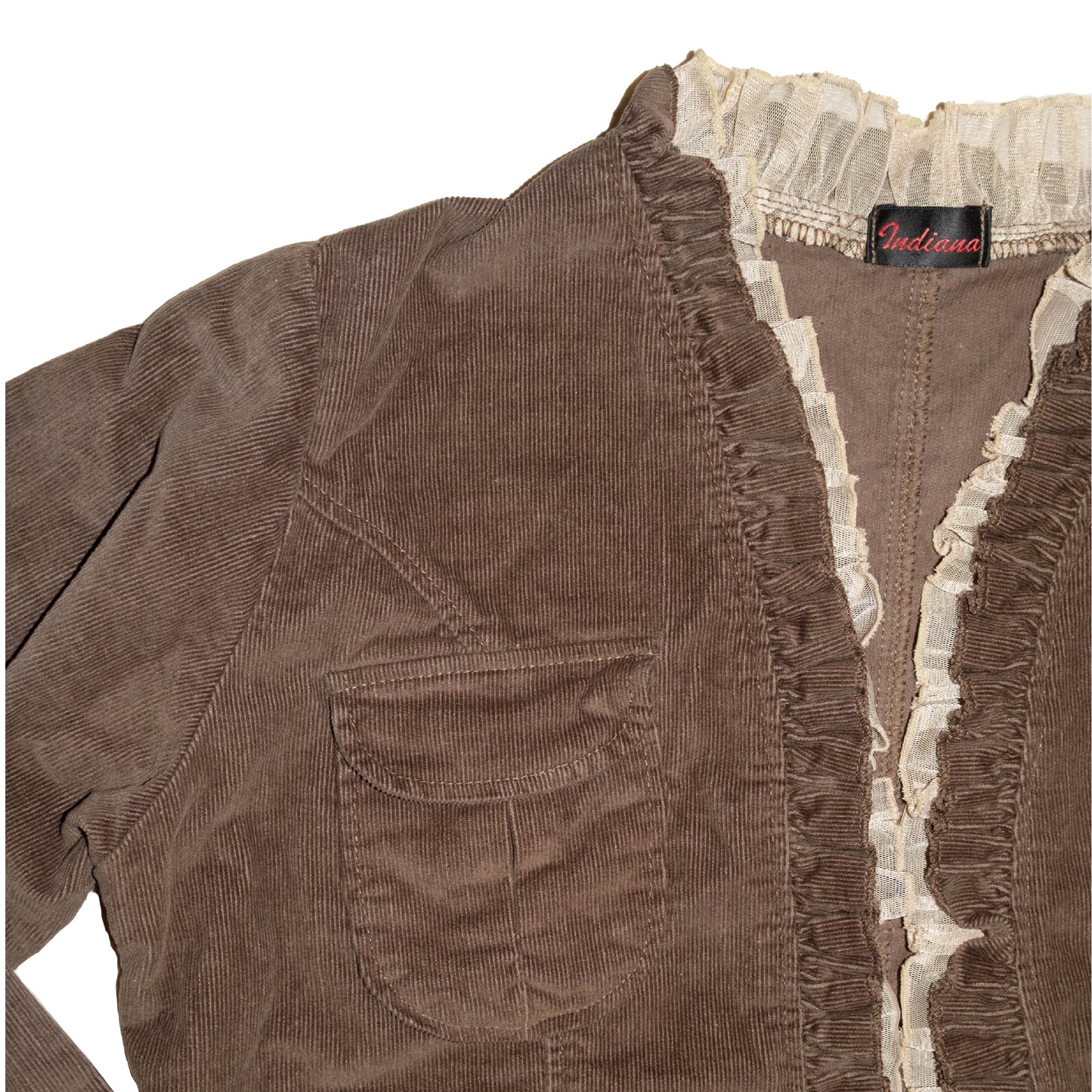Bistre Corduroy Ruffle Coat