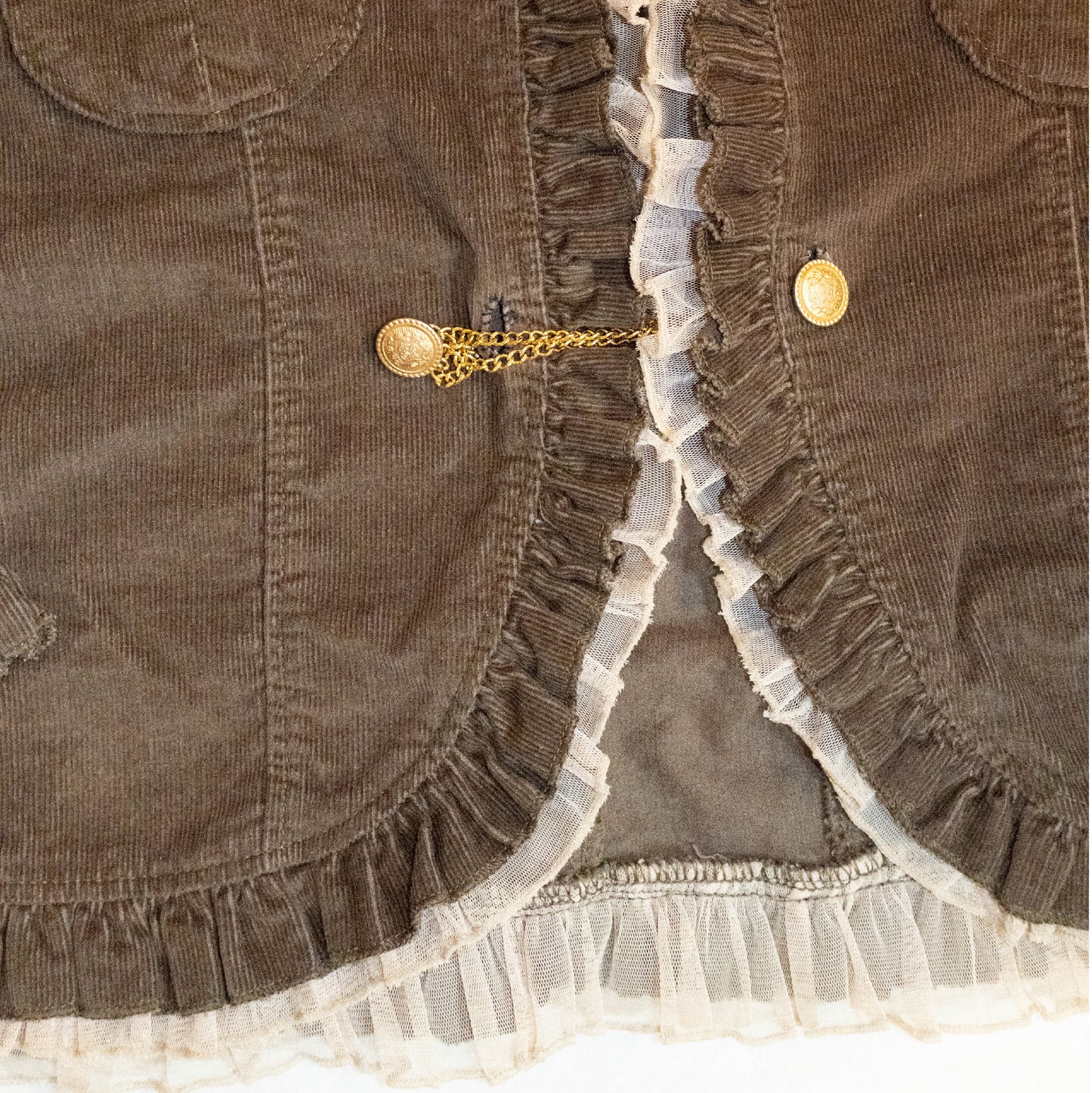 Bistre Corduroy Ruffle Coat