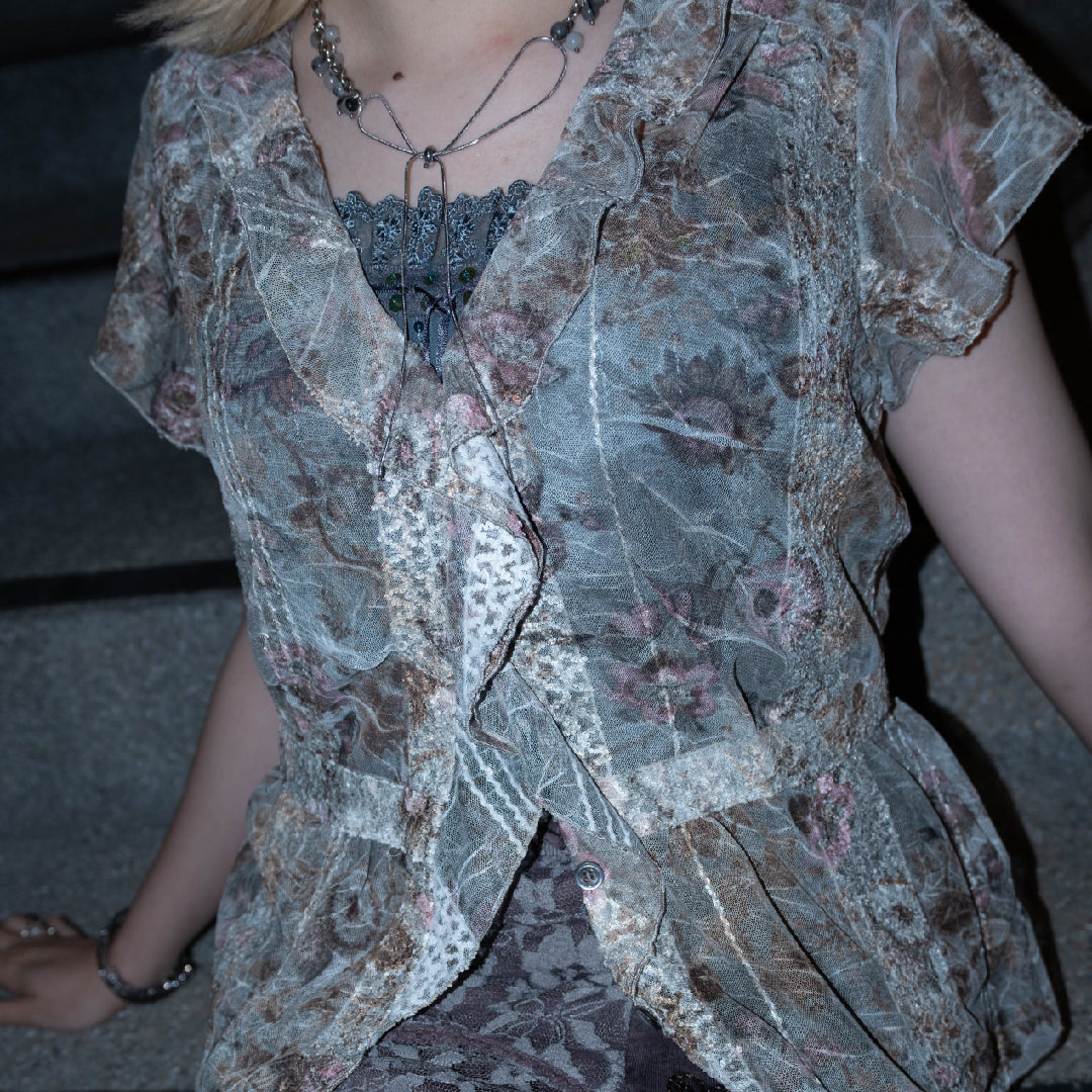 Fairycore Ruffle Mesh Top