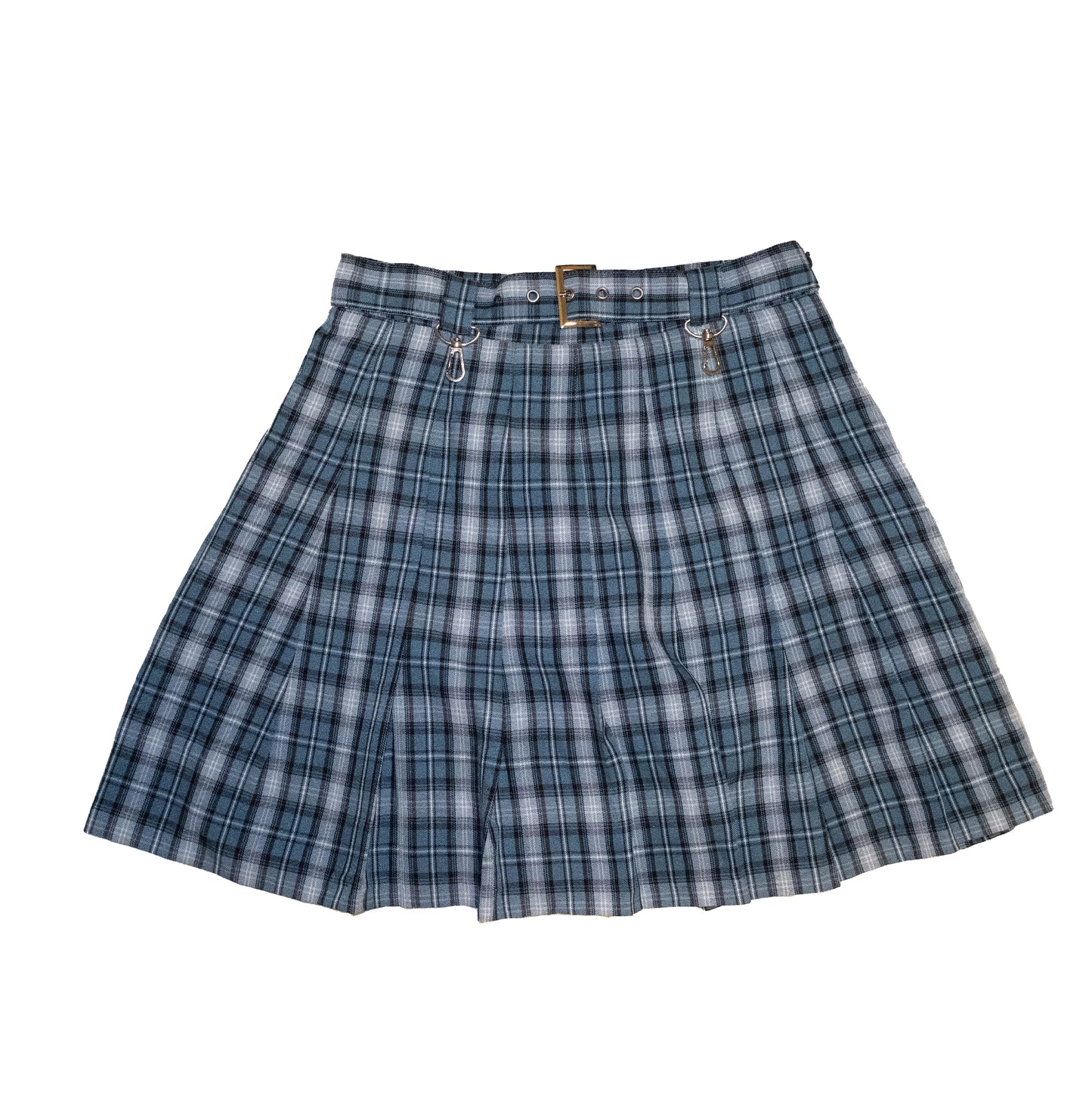 Berry Plaid Skirt with Belt