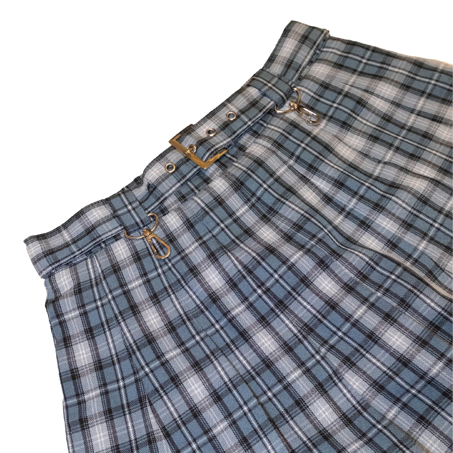 Berry Plaid Skirt with Belt