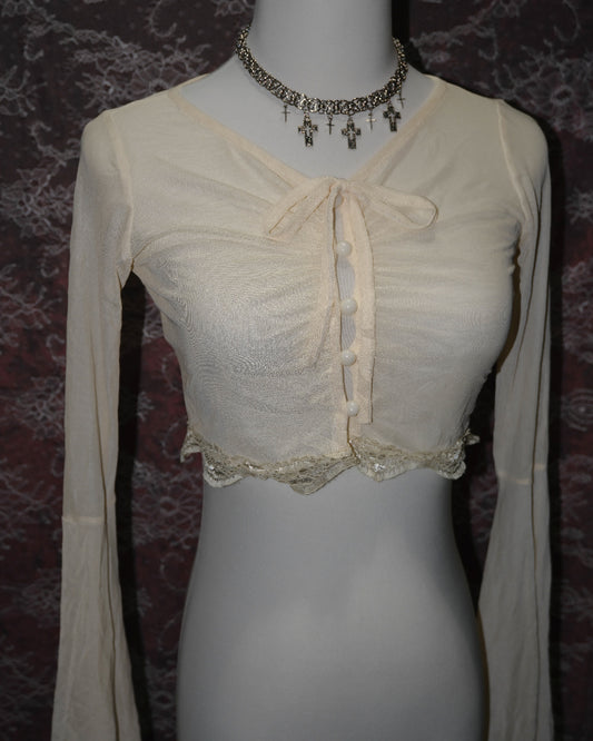 Cream Sheer Crop Top