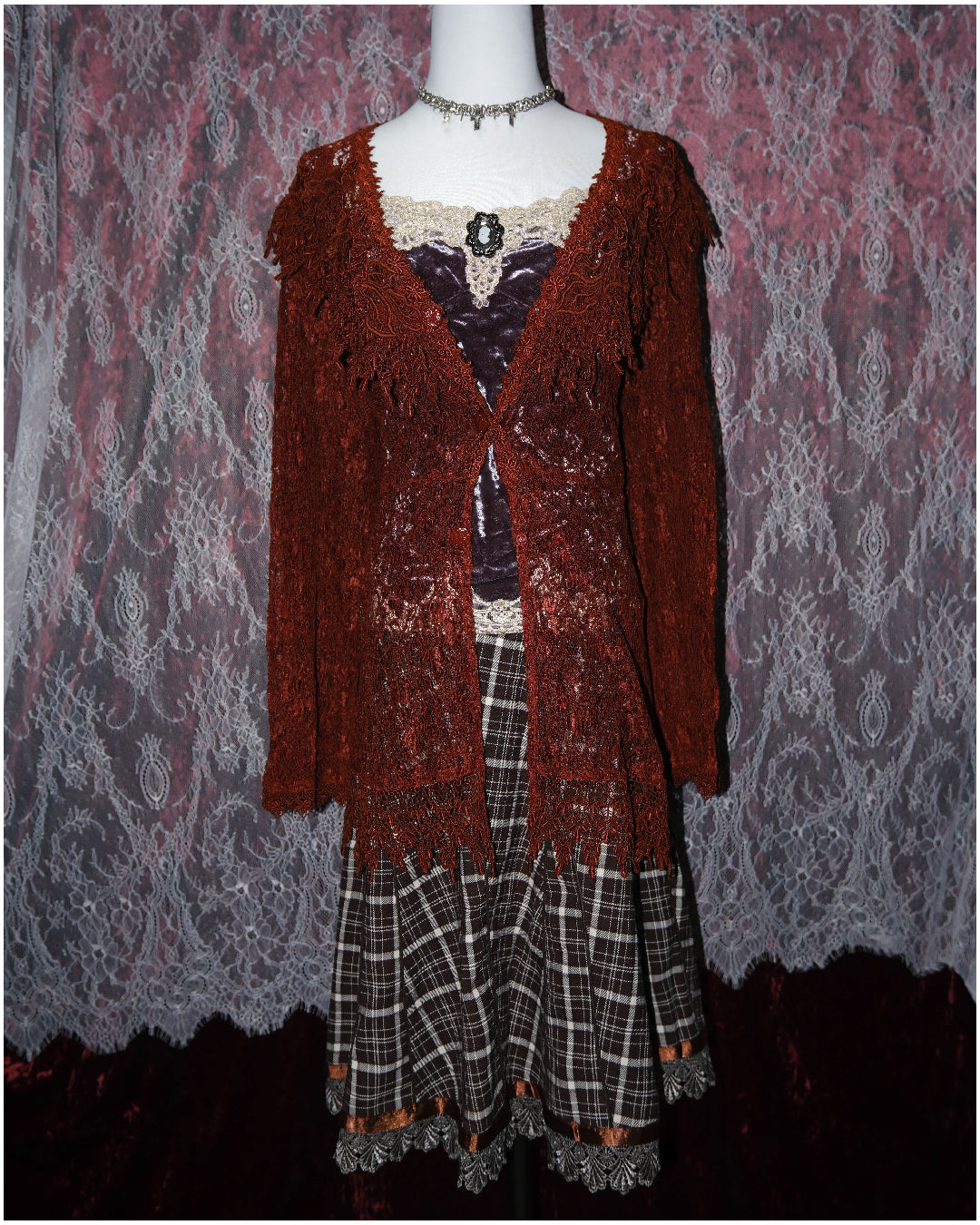 Wine Red Lacey Outer