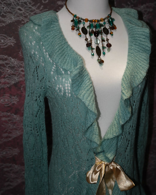 Mint Ruffle Cardigan