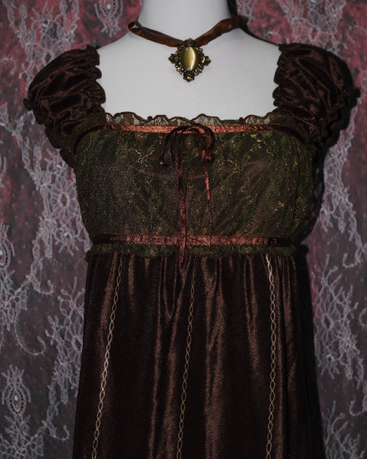 Bronzed Gothic Lacey Velvet Dress