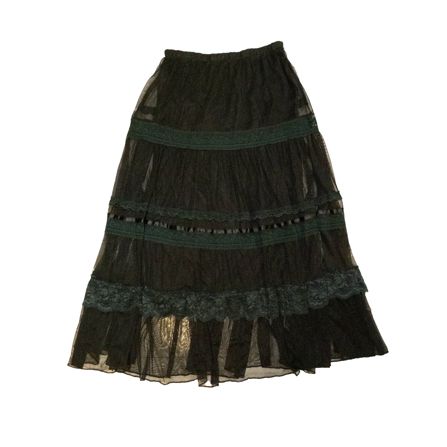 Dark Viridian Sheer Maxi Skirt