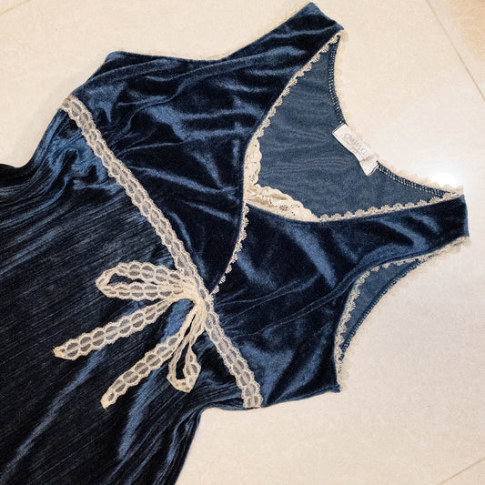 Marine Blue Velvet Vest