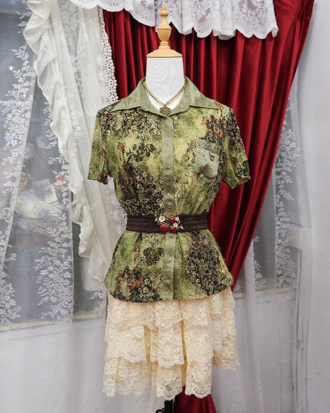 Moss Fairycore Mesh Top