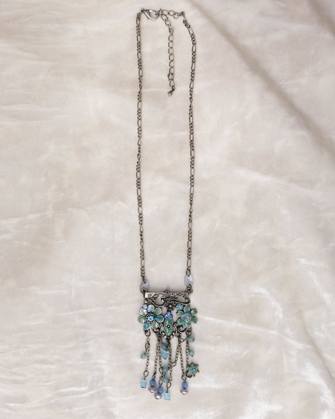 Mint Floral Tassels Necklace