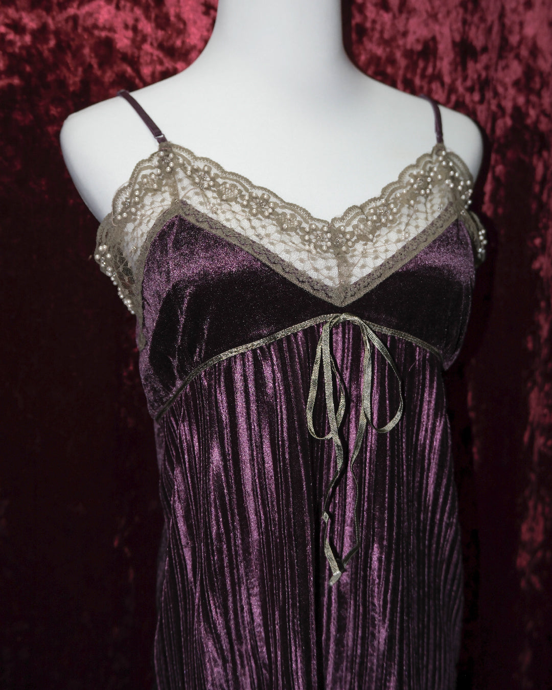 Plum Pleated Velvet Camisole