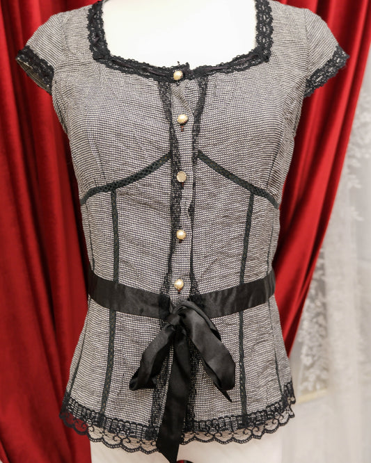 Grey Ribbon Top