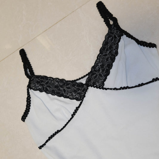 Pure White Black Lace Cami