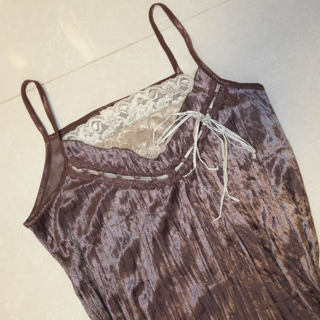 Plum Pink Lacey Velvet Cami