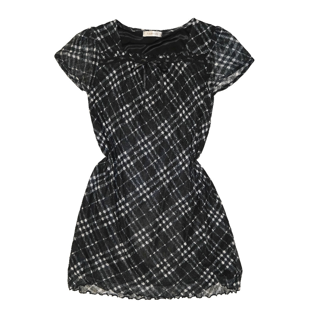 Dark Mesh Soft Plaid Dress
