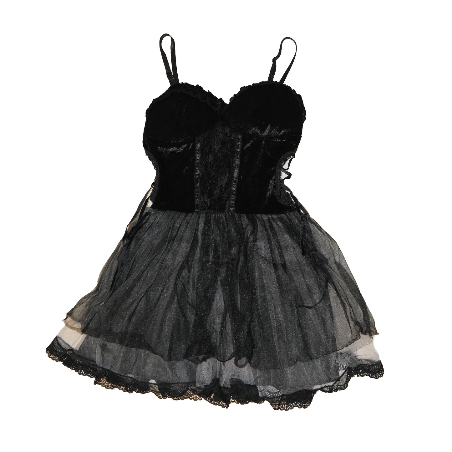 Velvet Chiffon Babydoll Dress