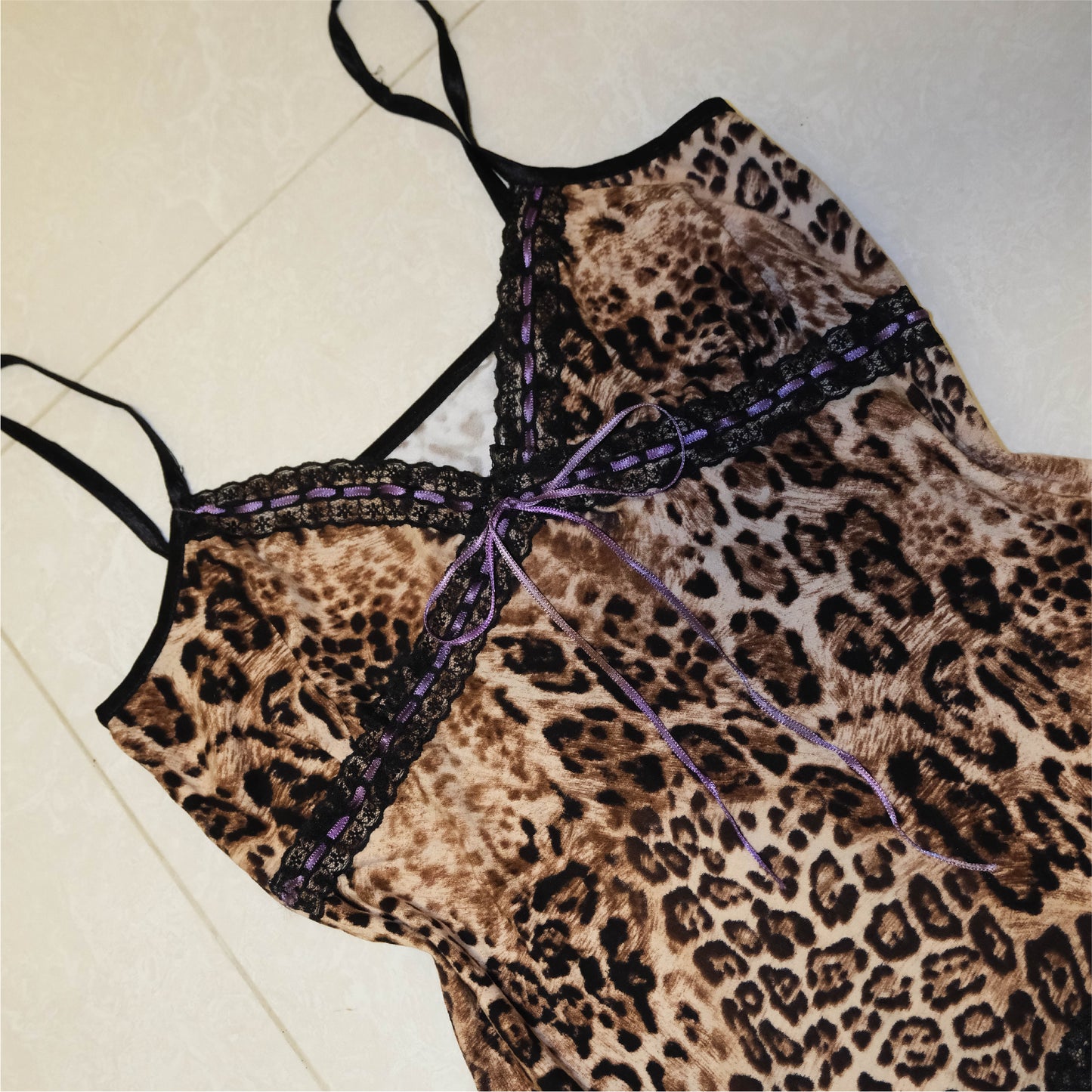 Leopard Purple Ribbon Cami