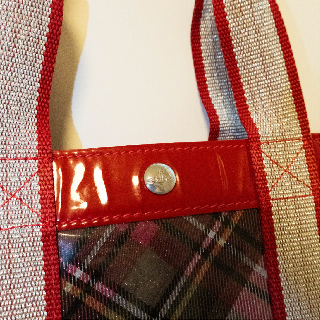 Vivienne Westwood Enamel Red Check Hangbag