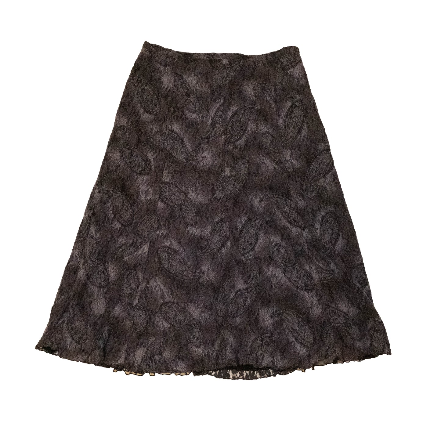Charcoal Paisley Prints Midi Skirt