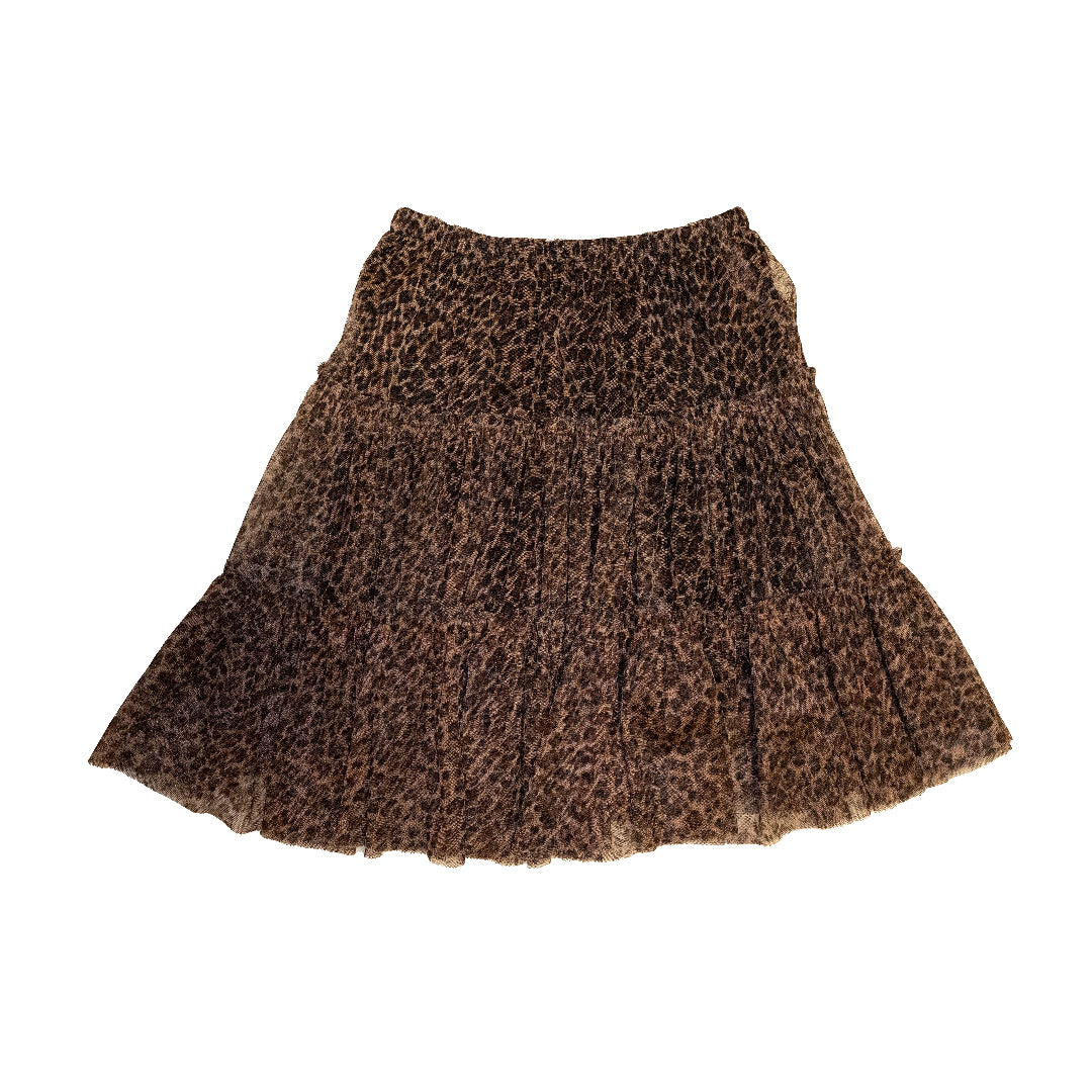 Leopard Print Chiffon Tiered Skirt