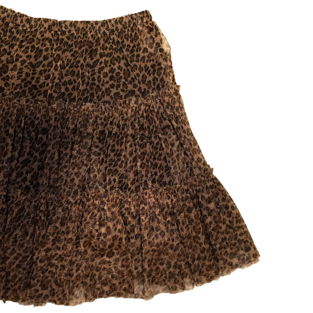 Leopard Print Chiffon Tiered Skirt