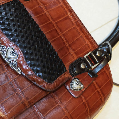 [Marc Chantel] Leather Embossed Red Maroon Heart Bag