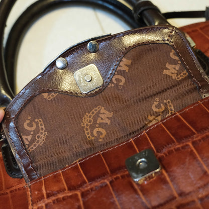 [Marc Chantel] Leather Embossed Red Maroon Heart Bag