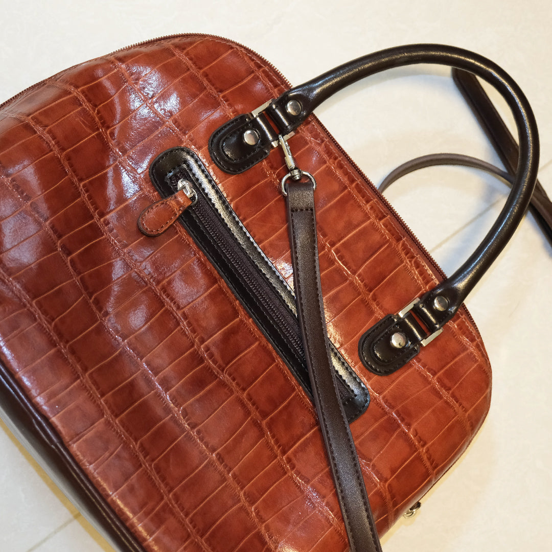 [Marc Chantel] Leather Embossed Red Maroon Heart Bag